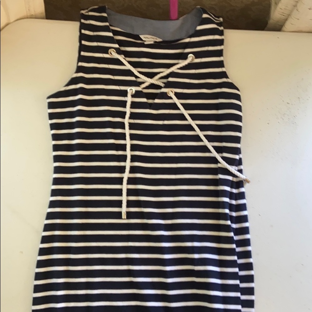 Nautica Striped Tie-Front Midi Dress